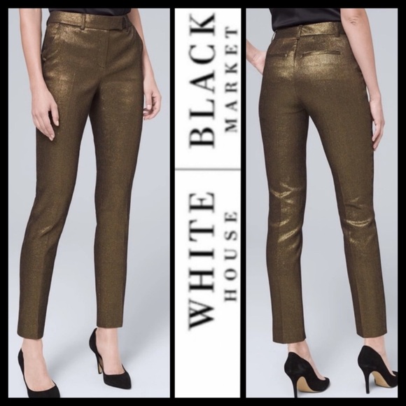 NWT WHBM Metallic Slim Ankle Pant - Picture 2 of 9